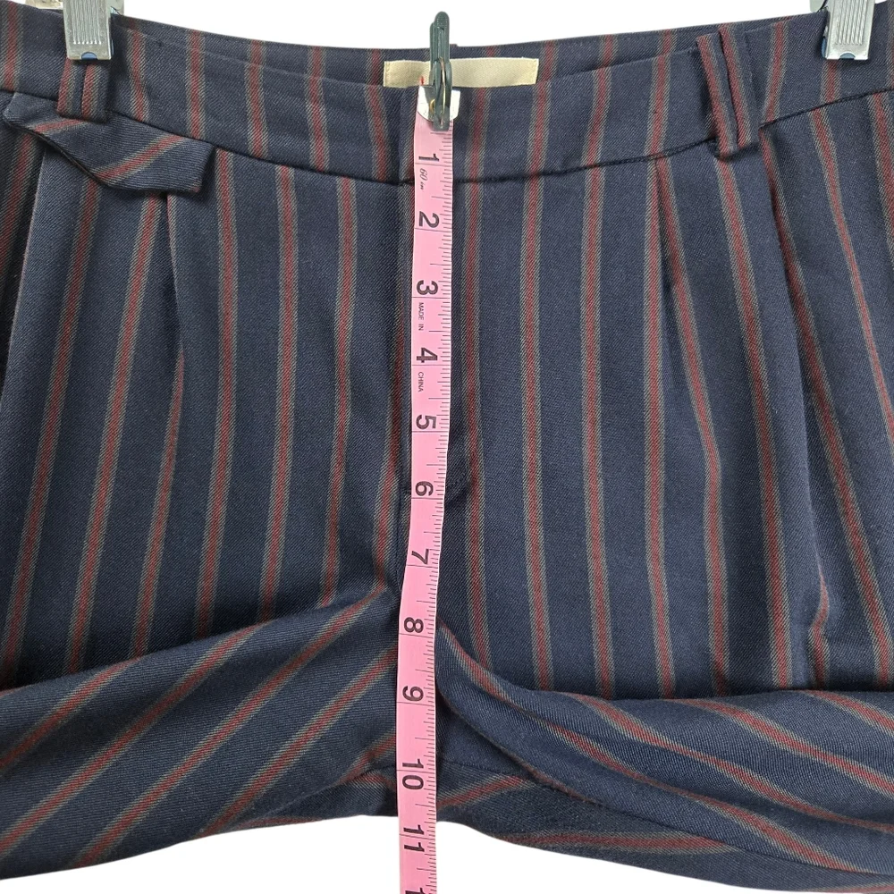 By Anthropologie Low-Rise Striped Flare Pants Cuffed Hem Blue Red